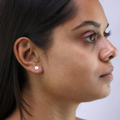 Boucles d'oreilles rondes en argent sterling et nacre fendue