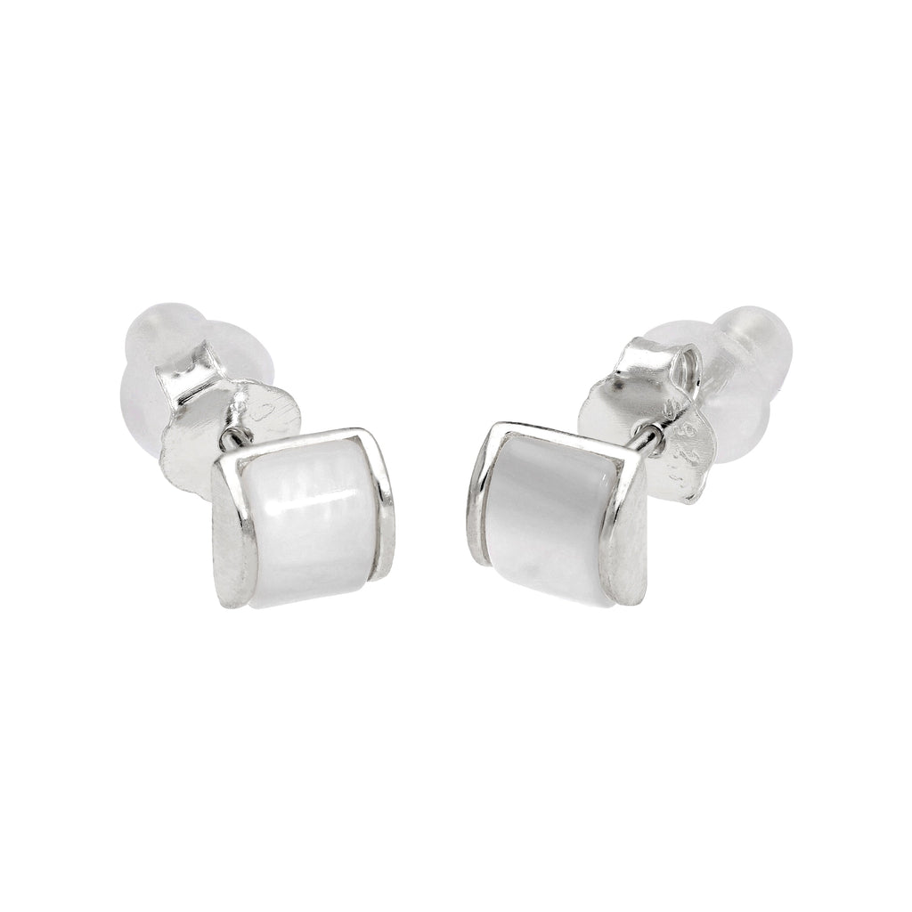 Boucles d'oreilles à tige en argent sterling avec dôme en nacre