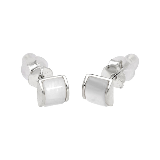 Boucles d'oreilles à tige en argent sterling avec dôme en nacre