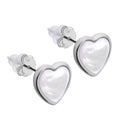 Boucles d'oreilles à tige en argent sterling et nacre en forme de cœur