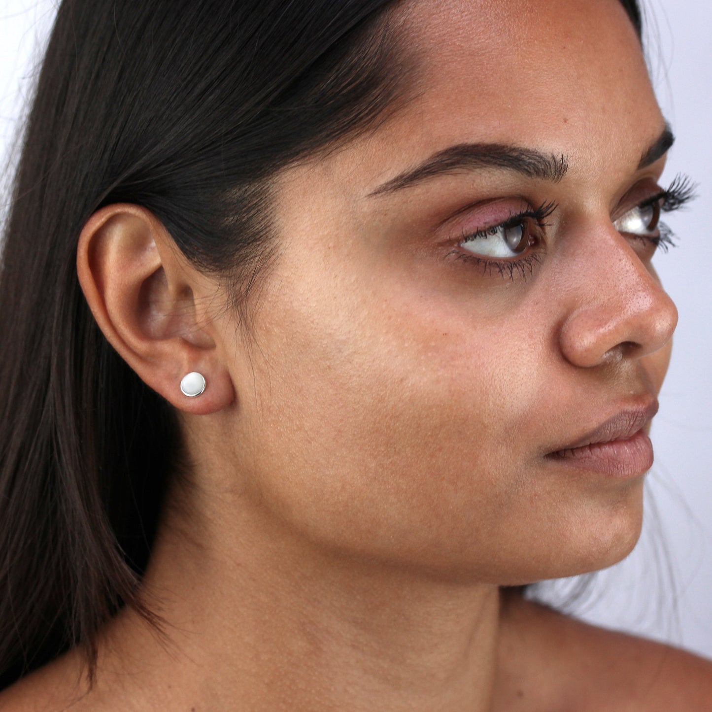 Boucles d'oreilles rondes en argent sterling et nacre