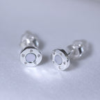 Boucles d'oreilles à tige rondes en argent sterling, nacre et zircone cubique