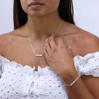 Bracelet réglable en argent sterling avec barre en nacre de 18 à 20 cm