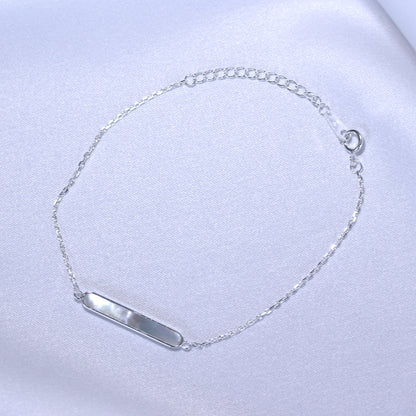 Bracelet réglable en argent sterling avec barre en nacre de 18 à 20 cm