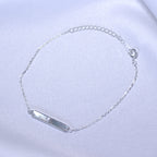 Bracelet réglable en argent sterling avec barre en nacre de 18 à 20 cm