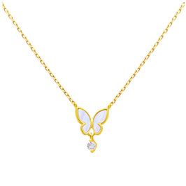 Collier papillon en argent sterling plaqué or et zircone cubique, 45 cm