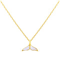 Collier queue de baleine en argent sterling plaqué or et nacre - 45,7 cm