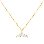Collier queue de baleine en argent sterling plaqué or et nacre - 45,7 cm
