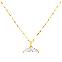 Collier queue de baleine en argent sterling plaqué or et nacre - 45,7 cm