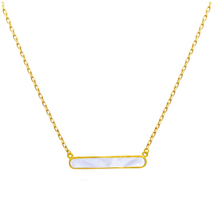Collier en argent sterling plaqué or avec barre en nacre 18"