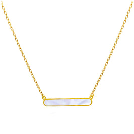 Collier en argent sterling plaqué or avec barre en nacre 45 cm