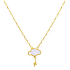 Collier éclair en argent sterling plaqué or et nacre