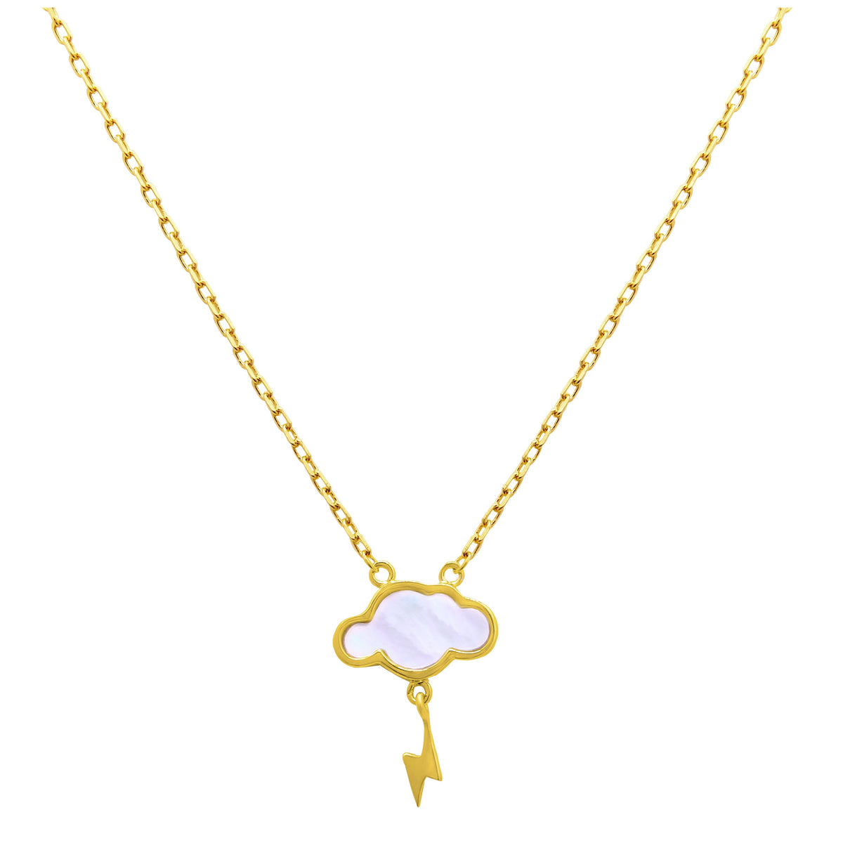 Collier éclair en argent sterling plaqué or et nacre