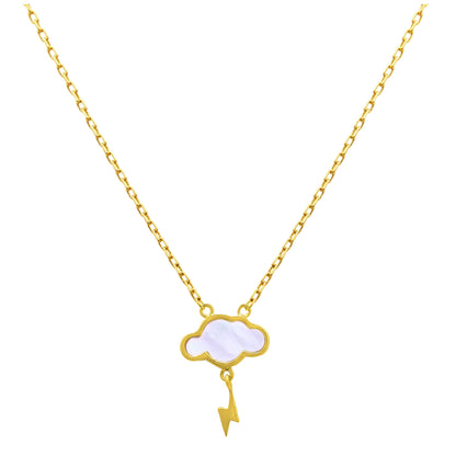 Collier éclair en argent sterling plaqué or et nacre