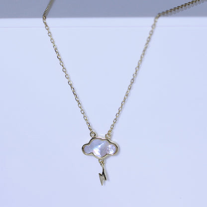Collier éclair en argent sterling plaqué or et nacre