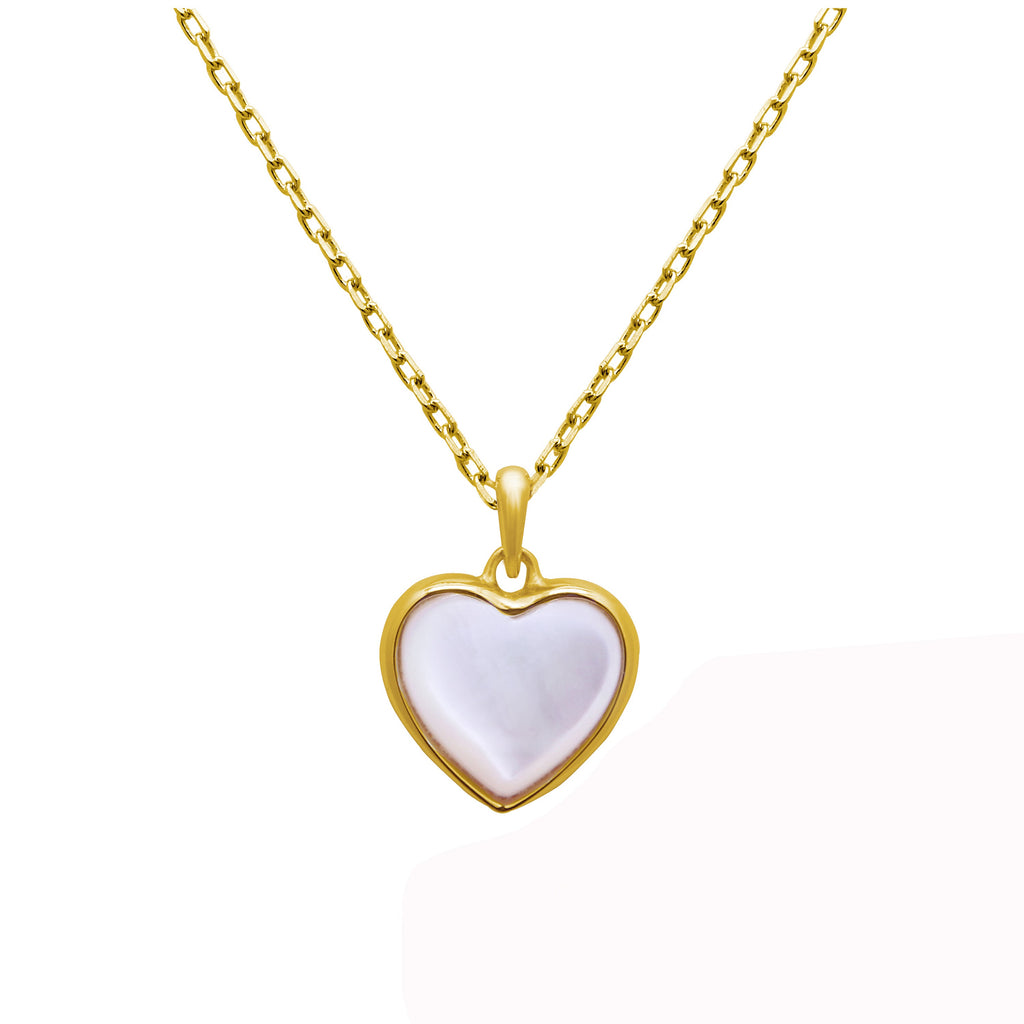 Collier cœur en argent sterling plaqué or et nacre