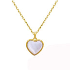 Collier cœur en argent sterling plaqué or et nacre