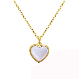 Collier cœur en argent sterling plaqué or et nacre