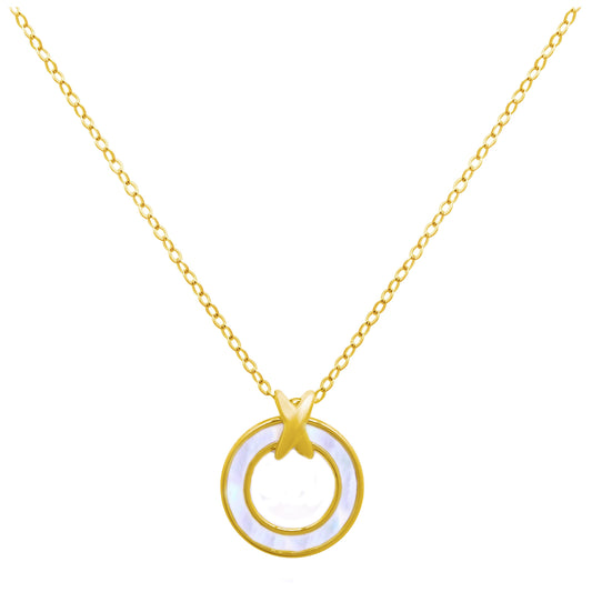 Collier Karma en argent sterling plaqué or et nacre