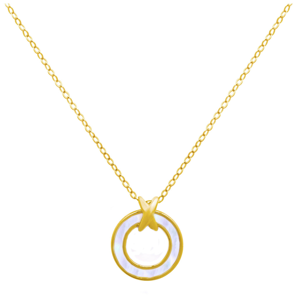 Collier Karma en argent sterling plaqué or et nacre