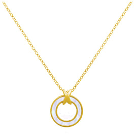Collier Karma en argent sterling plaqué or et nacre