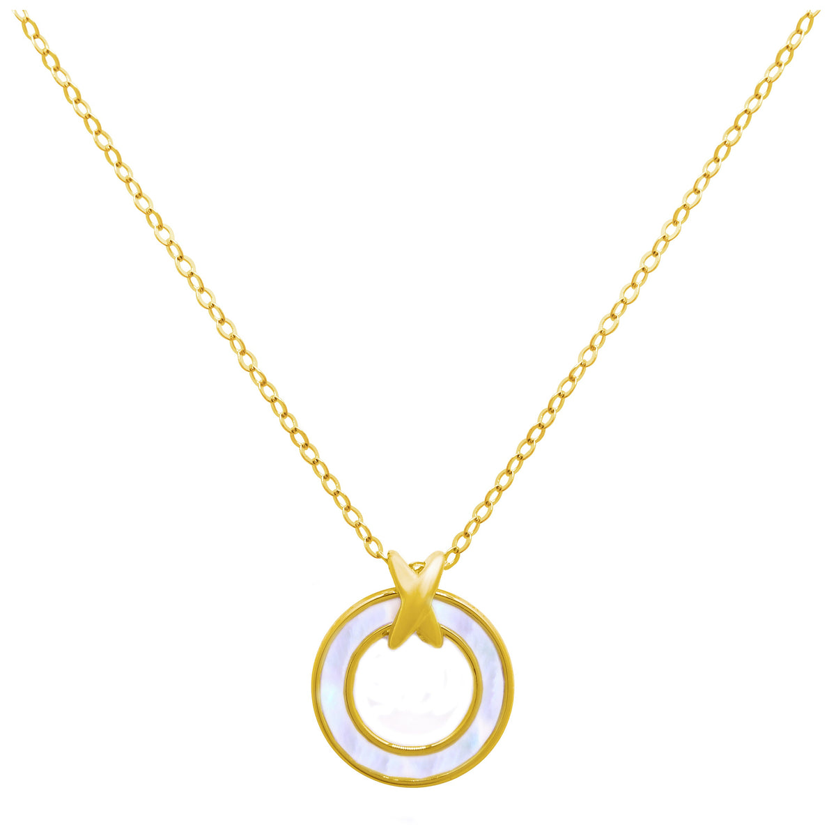 Collier Karma en argent sterling plaqué or et nacre