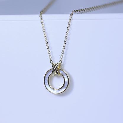 Collier Karma en argent sterling plaqué or et nacre