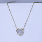 Collier cœur en argent sterling plaqué or et nacre