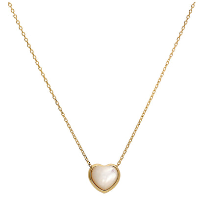 Collier cœur en argent sterling plaqué or et nacre