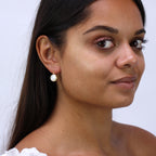 Boucles d'oreilles pendantes rondes en argent sterling plaqué or et nacre