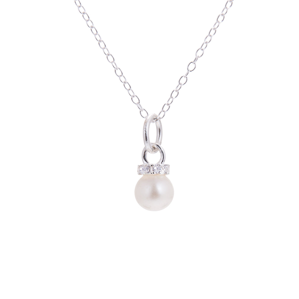 Collier en argent sterling avec zircones cubiques et perles - 35 à 81 cm