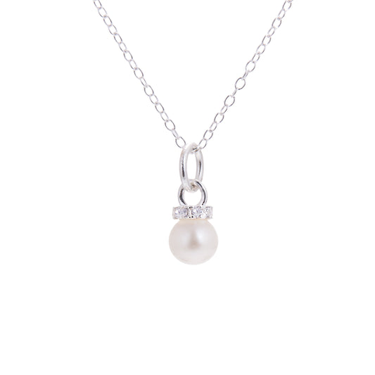 Collier en argent sterling avec zircones cubiques et perles - 14 à 32 pouces