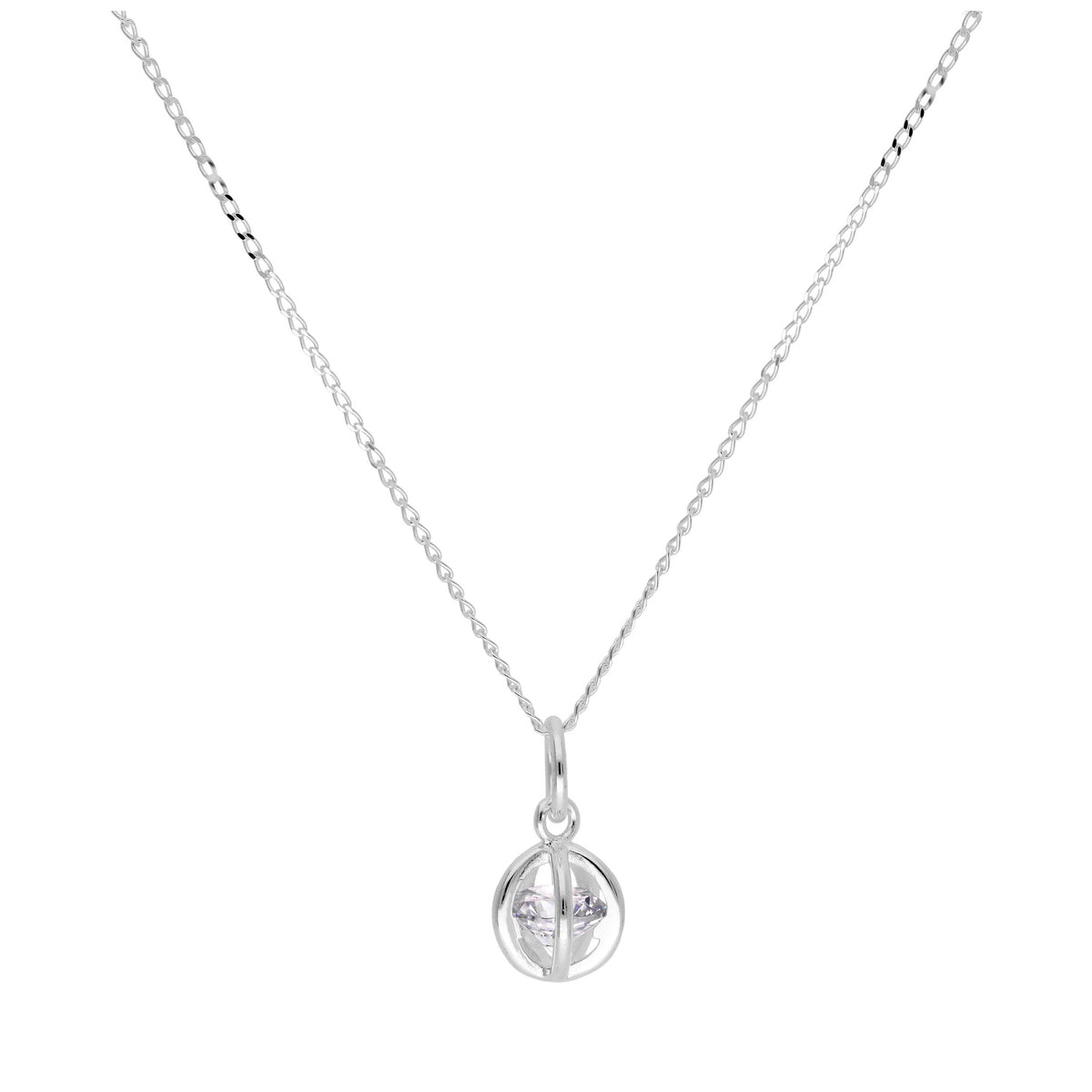 Collier boule ouverte en argent sterling et cristal CZ 14 - 22