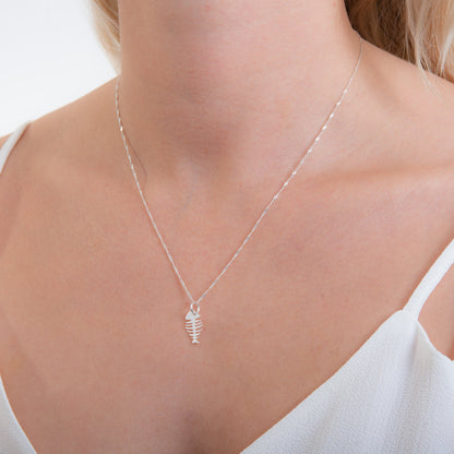 Collier en argent sterling avec arêtes de poisson de 40 à 61 cm