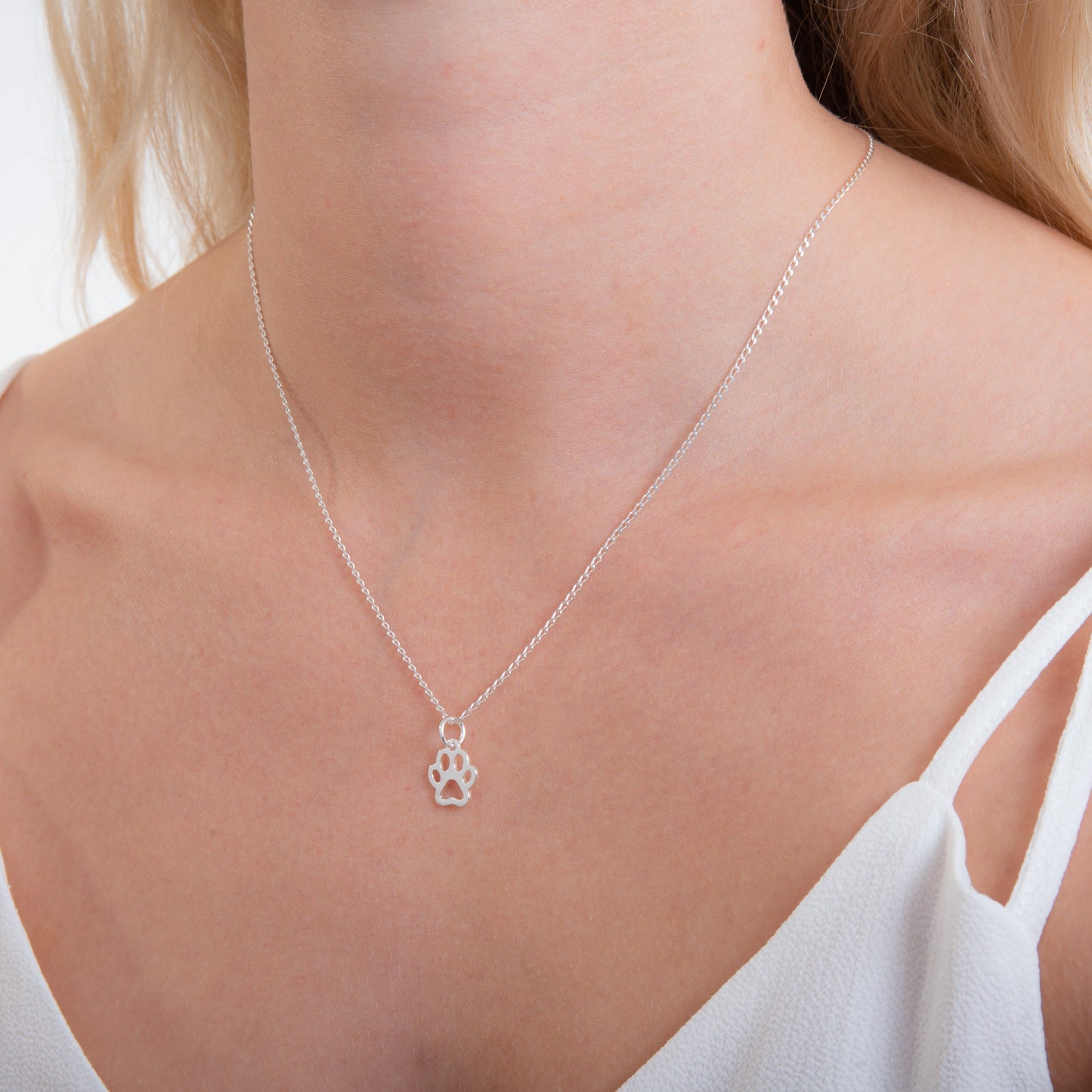 Collier en argent sterling avec empreinte de patte, 35,6 à 55,9 cm