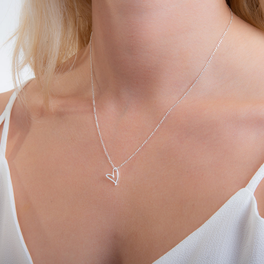 Collier cœur ouvert stylisé en argent sterling de 35 à 81 cm
