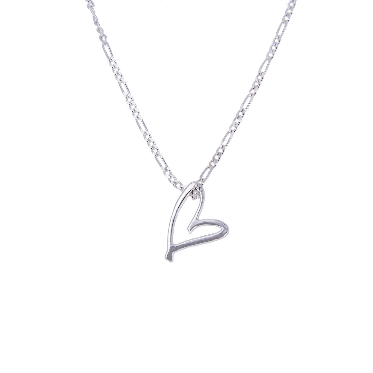 Collier cœur ouvert stylisé en argent sterling de 35 à 81 cm
