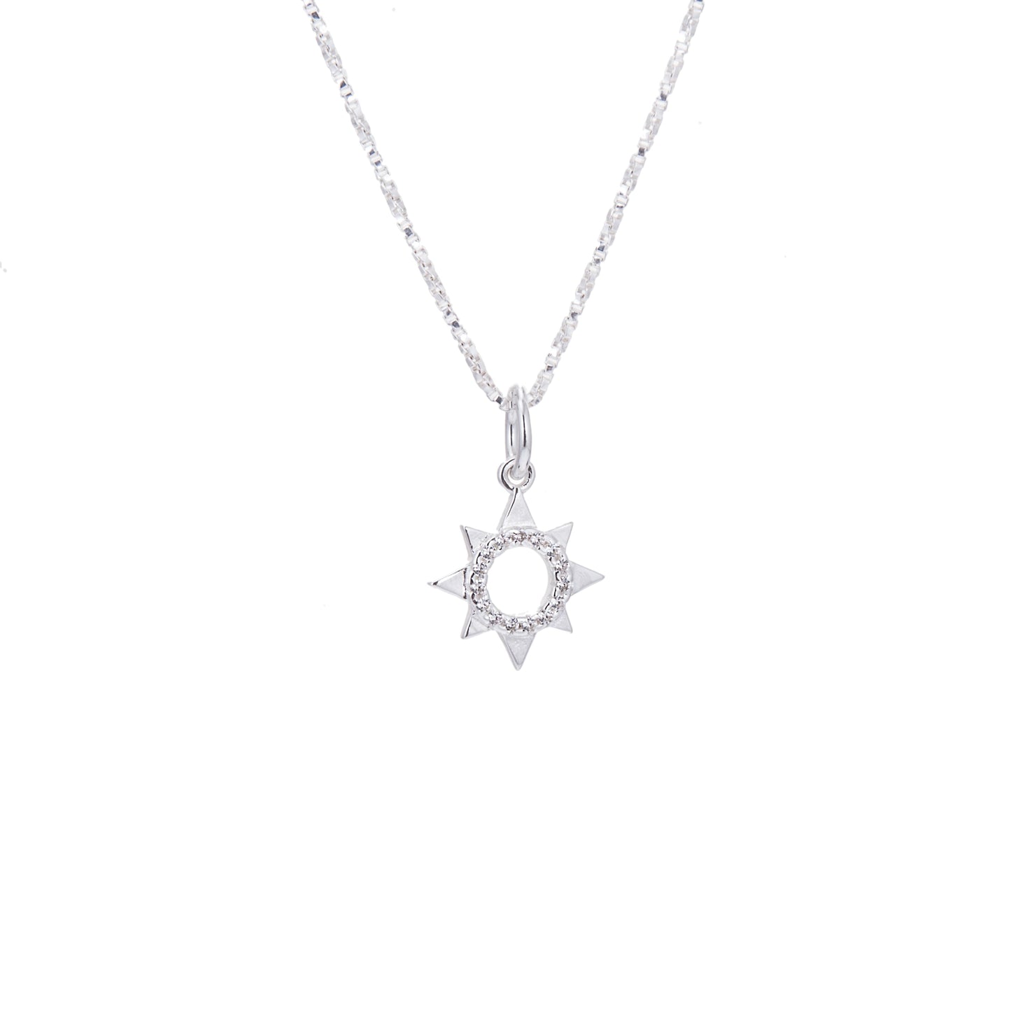 Collier soleil ouvert en argent sterling et zircone cubique de 35 à 81 cm