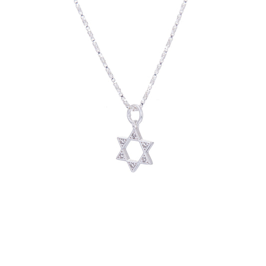 Collier étoile de David en argent sterling et cristal CZ de 14 à 32 pouces