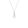 Collier en argent sterling avec zircones cubiques et perles de 6,5 mm, 35,5 à 55,9 cm