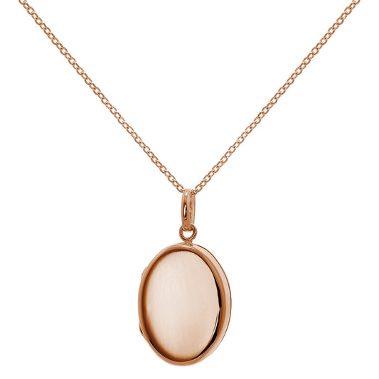 Collier médaillon ovale en argent sterling plaqué or rose 16-32"