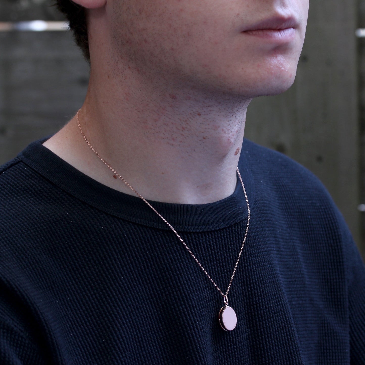 Collier médaillon ovale en argent sterling plaqué or rose 16-32"
