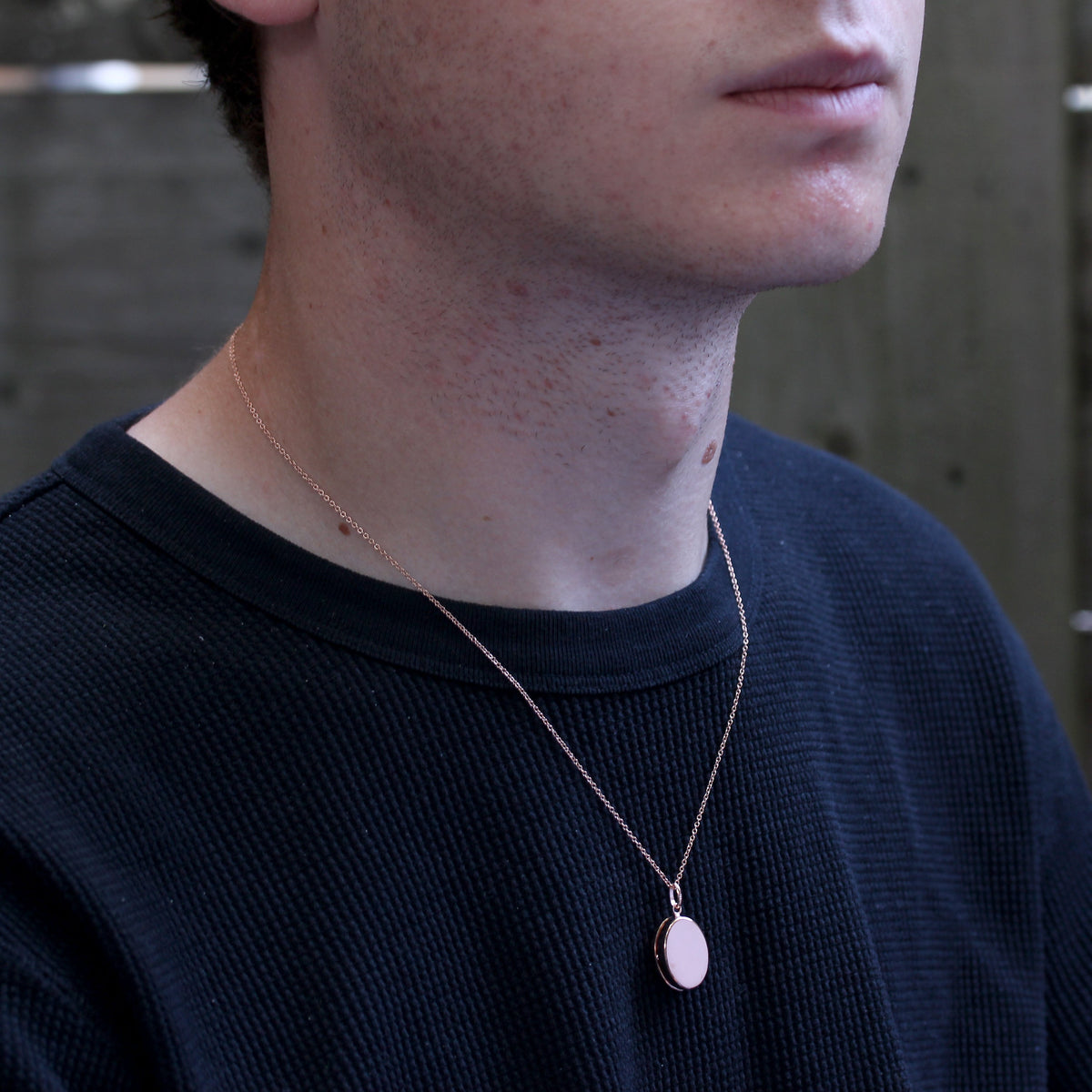 Collier médaillon ovale en argent sterling plaqué or rose 40-81 cm