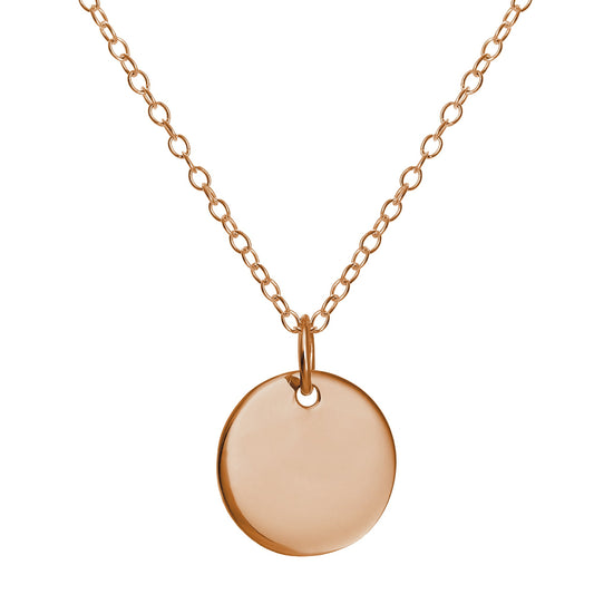 Collier rond en argent sterling plaqué or rose gravable