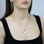 Grand collier cœur gravable en argent sterling plaqué or rose