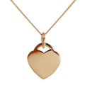 Grand collier cœur gravable en argent sterling plaqué or rose