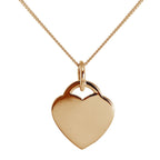 Grand collier cœur gravable en argent sterling plaqué or rose
