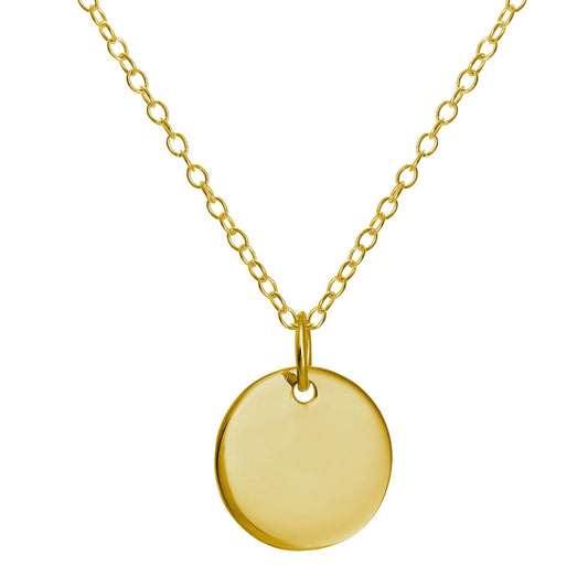 Collier rond en argent sterling plaqué or gravable 16-22"
