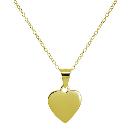 Collier en argent sterling plaqué or avec petit cœur gravable