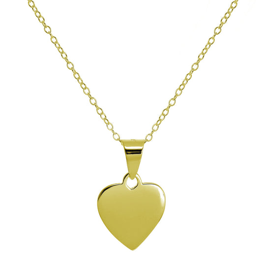 Collier en argent sterling plaqué or avec petit cœur gravable